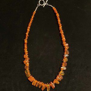 Baltic Polished Dark Honey Chip  Amber Necklace